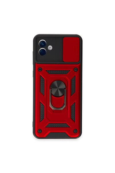 eco port حافظة سامسونج جالاكسي A04e مع حلقة عدسة من السيليكون - أحمر