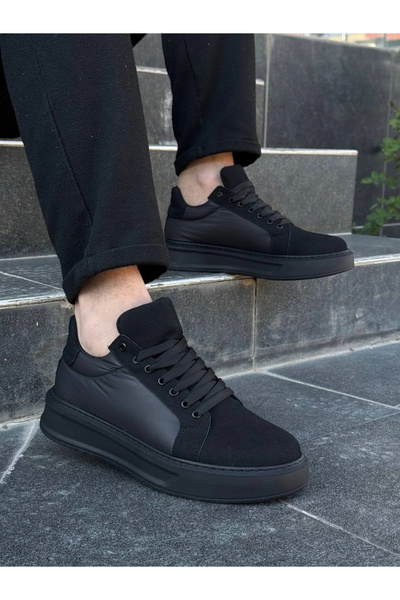 Generic Brand Kb-046 Kuback Black Parachute Black High Sole Casual Sneakers