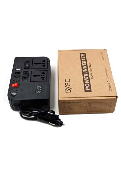 BYGD محول شاحن سيارة بمحول طاقة 300 واط - 12 فولت تيار مستمر إلى تيار متردد، ...