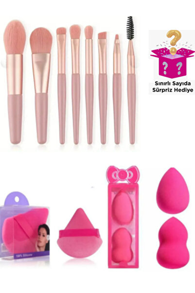 Acarlar Ticaret 15 Parça Mini Taşınabilir Makyaj Fırçası ve Sünger Seti