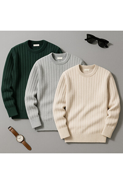 OTAKU Set de din material subțire pulovere pentru bărbați – textura cu nervuri, calitate premium, avantaj de preț economic