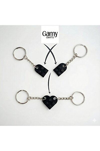 Gamy Crafts Breloc inimă, set de 2 brelocuri pentru cuplu, breloc prietenie, ...