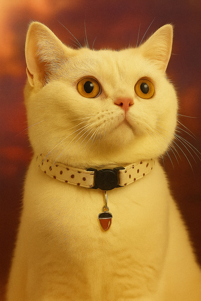 PAWNEST Cream Polka Dot Cat Collar – Acorn Charm Ornament, Adjustable Neck wi...