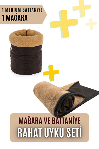 pawdaz Rahat Uyku Seti - Karamel Mağara ve Medium Battaniye