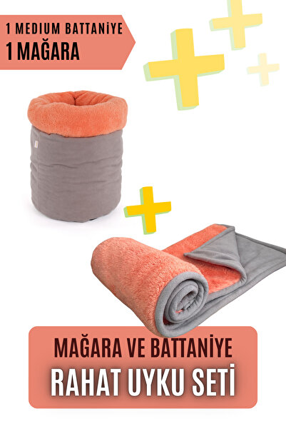 pawdaz Rahat Uyku Seti - Şeftali Mağara ve Medium Battaniye