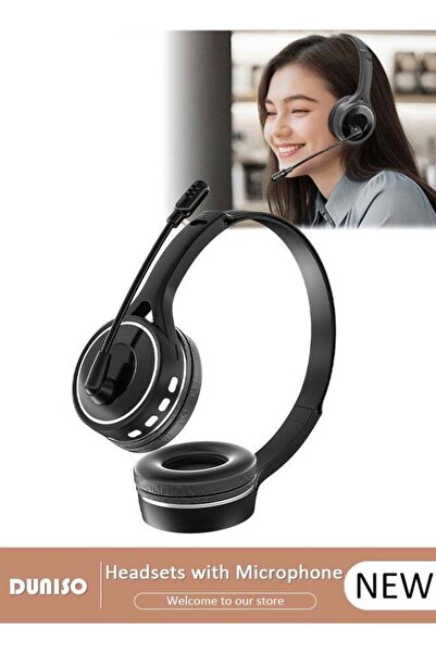 DOMEET Wireless Bluetooth Headset with Microphone, Noise Canceling Headphones Over-ear headset Call Center