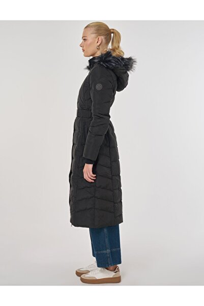 Kayra Faux Fur Goose down Filled Coat Black