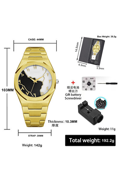 shiyunmei Luxurious gold alloy case and strap suitable for daily and formal occasions