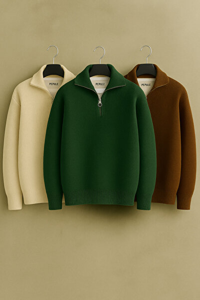 pepule مجموعة مكونة من 3 قطع من سترة سيلانيك الشتوية الرجالية ذات سحاب نصفي