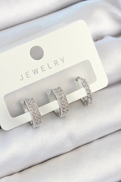 Clariss طقم أقراط نسائية من هارموني أورا مصنوعة من النحاس والزركون باللون الف...