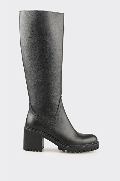 Elle Shoes Siyah Deri Kadın Çizme