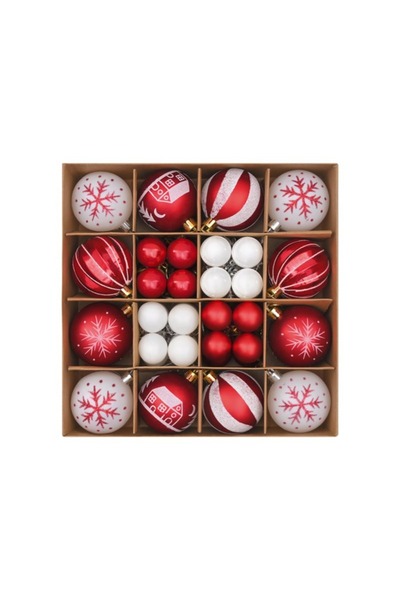 OEM Christmas decorations, Christmas tree ornaments, red and white series, 44pcs, Christmas balls