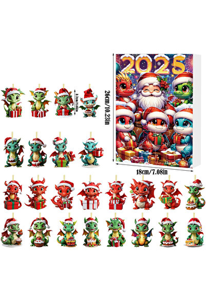 NO BRAND صندوق العد التنازلي لعيد الميلاد، تنين صغير لعيد الميلاد، قلادة مسطح...