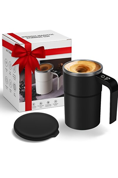 Generic كوب قهوة ذاتي التحريك مع شاشة عرض لدرجة الحرارة، USB، مصنوع من الفولاذ المقاوم للصدأ 304، محمول