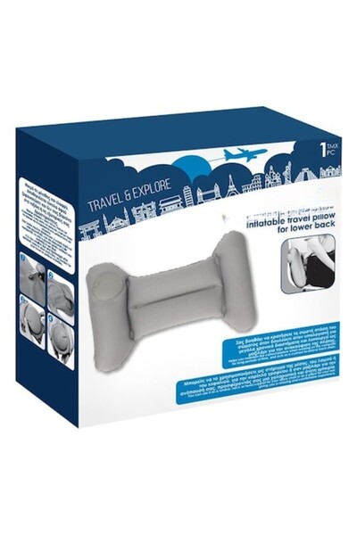 AVA Perna calatorie gonflabila AVA, pompa incorporata, catifelata, gri, 55x34cm