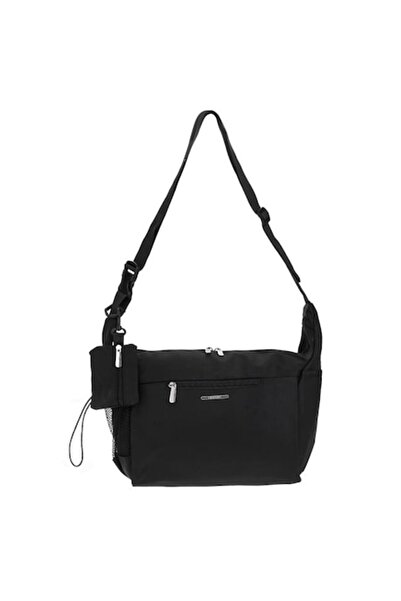AVA Waterproof shoulder diaper bag, black, with wallet – 56x18x28 cm