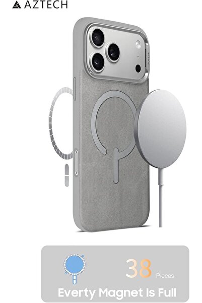 Aztech Premium Leather Case For iPhone (Gray Titanium, iPhone 17 Pro Max)