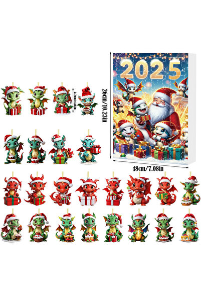 NO BRAND صندوق العد التنازلي لعيد الميلاد، تنين صغير لعيد الميلاد، قلادة مسطح...