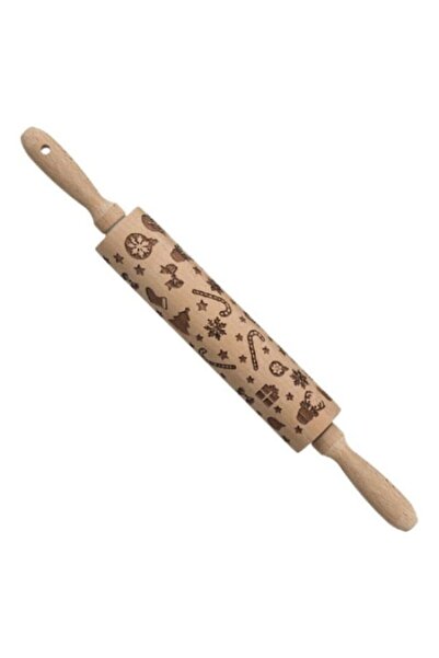OEM Wooden Rolling Pin with Printed Christmas Patterns, 5x20 cm