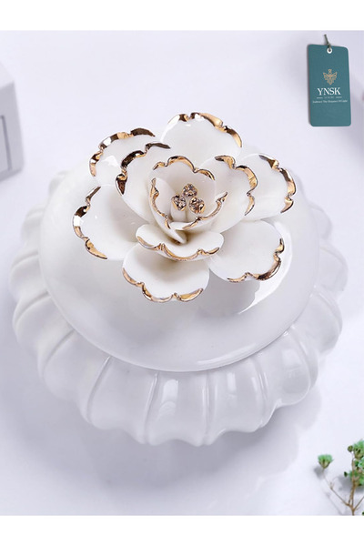 YNSK Luxury |   Flowers |   Decorative Ceramic Storage Box / Jewelry Box with Lid and Floral Design