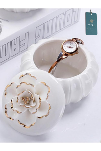 YNSK Luxury |   Flowers |   Decorative Ceramic Storage Box / Jewelry Box with Lid and Floral Design