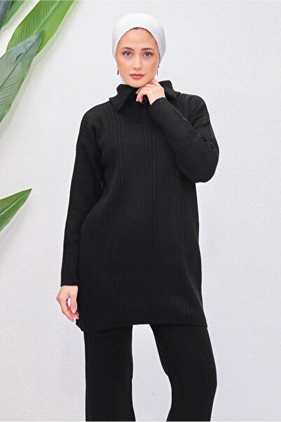 TRENDTESETTÜR Women's Black Knit Tunic t 7708-1