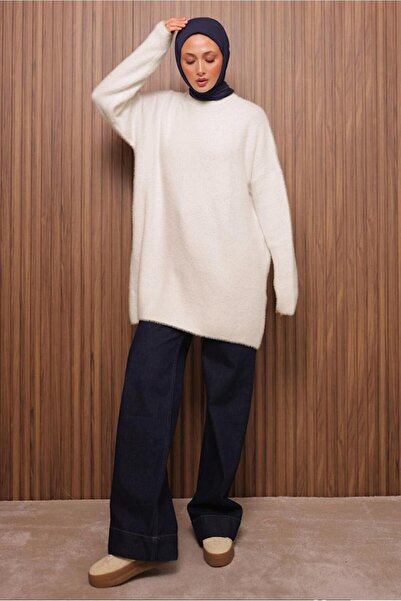 TRENDTESETTÜR Women's Ecru Beard Yarn Tunic t 5770