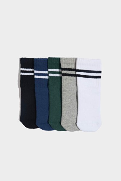 DeFacto Baby Boy Anti-Slip Sole 5-Piece Cotton Long Socks G5272A5Ns