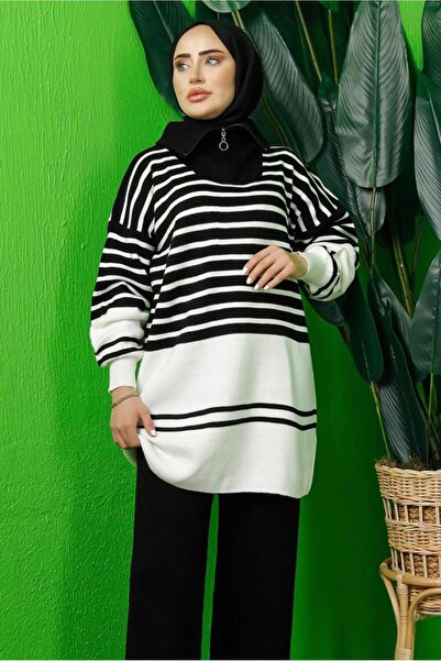 TRENDTESETTÜR Women's Black Knit Tunic t 3208-1