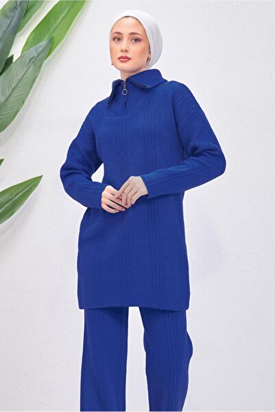 TRENDTESETTÜR Women's Navy Blue (Indigo) Knit Tunic t 7708-1