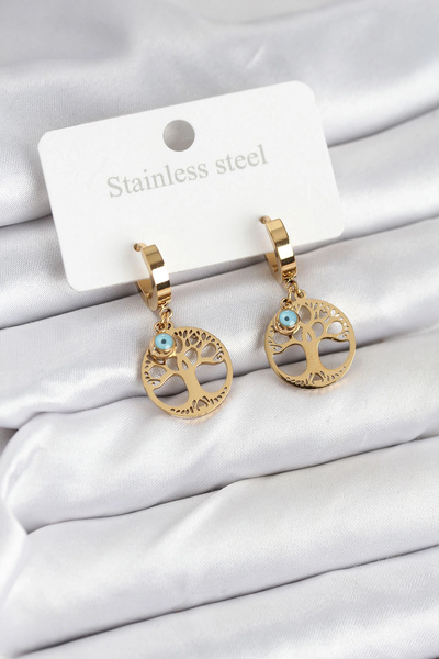 Clariss أقراط نسائية من HarmonyAura 316L مصنوعة من الفولاذ على شكل شجرة الحياة