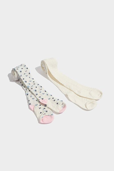 DeFacto Baby Girl Anti-Slip Sole 2-Piece Cotton Pantyhose F6735A5Ns