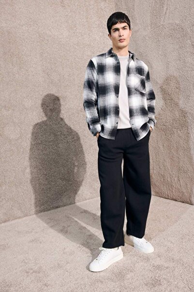 DeFacto Wide Leg Textured Sweatpants with Pockets E9433Ax25Au