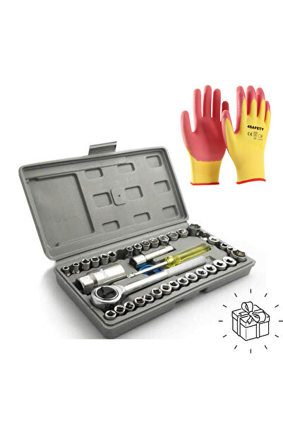 Zet Tubular Wrench Kit 40 Pieces Professional Set, Reversible Ratchet + Gloves Gift