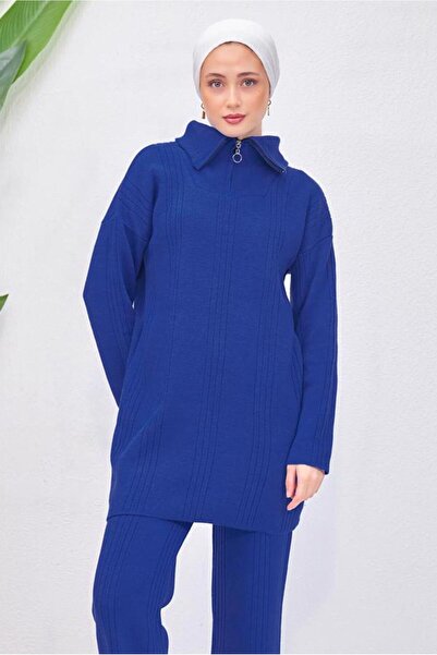 TRENDTESETTÜR Women's Navy Blue (Indigo) Knit Tunic t 7708-1