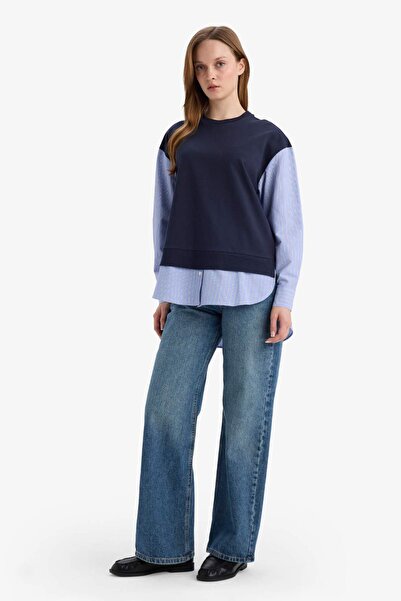 DeFacto Regular Fit Sweatshirt Fabric Long Sleeve Tunic F6905Ax25Wn