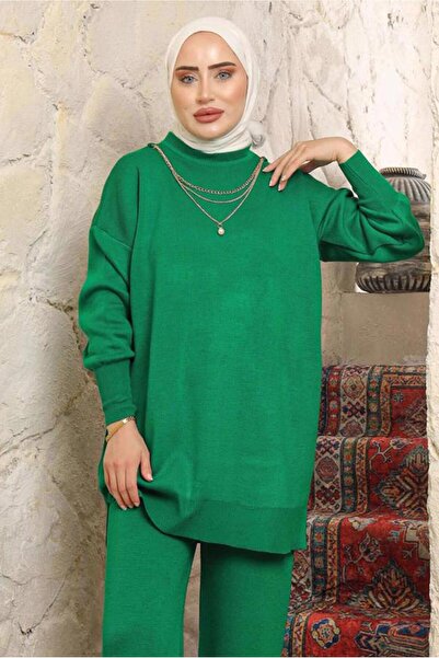 TRENDTESETTÜR Women's Green Knit Tunic t 8058-1