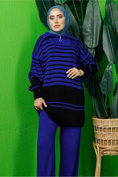 TRENDTESETTÜR Women's Navy Blue (S Cobalt Knitwear Tunic t 3208-1