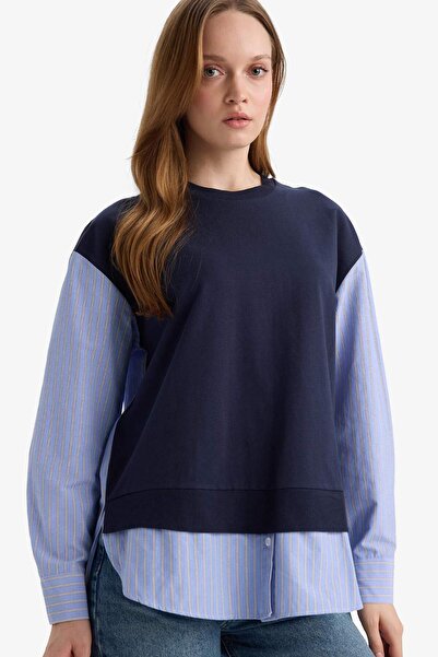 DeFacto Regular Fit Sweatshirt Fabric Long Sleeve Tunic F6905Ax25Wn