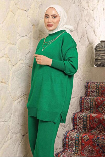 TRENDTESETTÜR Women's Green Knit Tunic t 8058-1