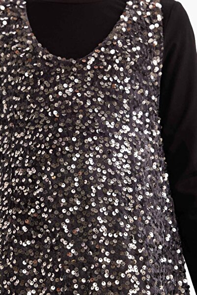 DeFacto Girls' 2-Piece Set Long Sleeve T-Shirt Sequined Sleeveless Dress G5388A825Wn