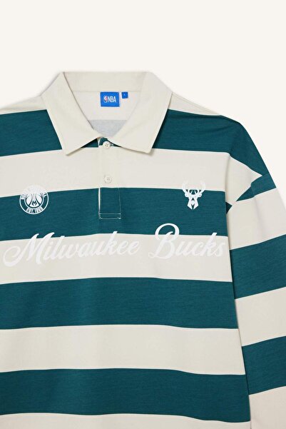 DeFacto Defactofit Nba Milwaukee Bucks Boxy Fit Polo Neck Sweatshirt F5127Ax25Au