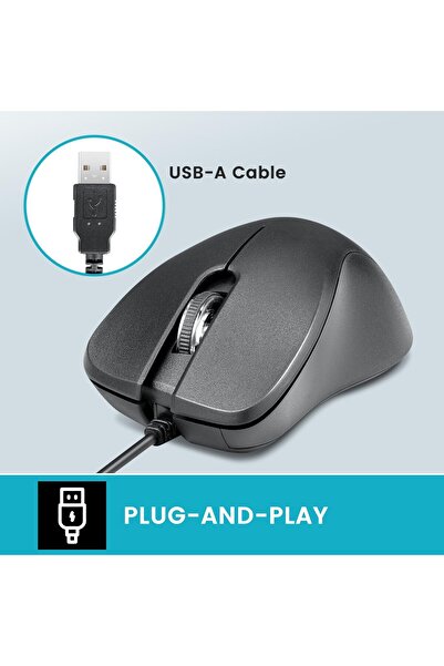 Perixx PERIMICE-221 Wired Ergonomic USB Mouse - Black