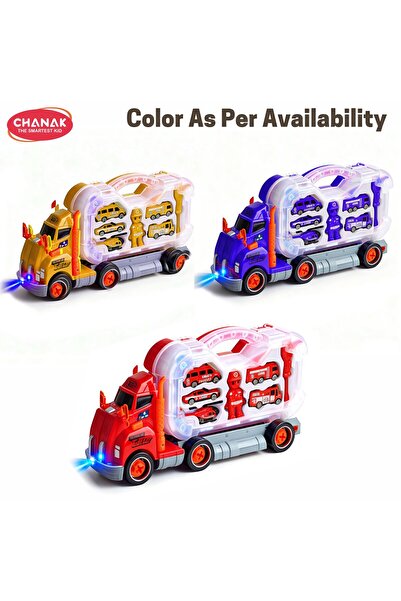 Chanak Fire Rescue Diy Tool Truck Play Set With Light & Projection Effect, Firefighter Vehicle Kit