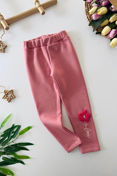 Minigimin Cicileri Leggings pentru fetiță cu broderie florală - Dusty Rose