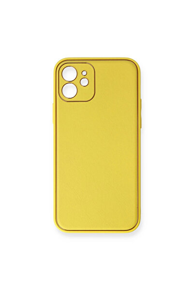 eco port جراب آيفون 12 غطاء سيليكون جلد كوكو - أصفر