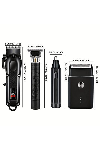 Generic 4pcs Men's USB Rechargeable Grooming Kit - Hair Clipper, Electric Shaver, Trimmer & Nose Trimmer