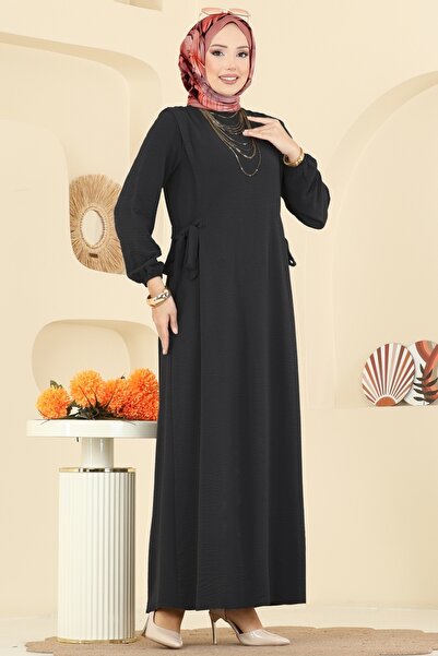 ModaMerve Yandan Bağcıklı Aerobin Elbise 5007MDA386-MS Siyah