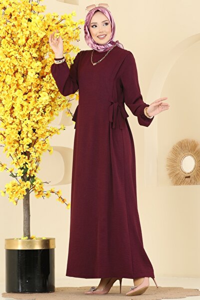 ModaMerve Yandan Bağcıklı Aerobin Elbise 5007MDA386-MS Bordo