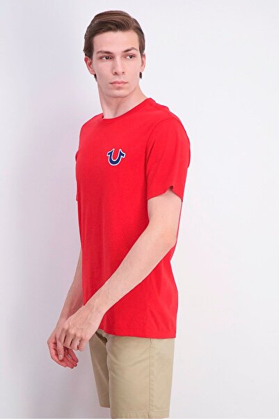 True Religion Men Crew Neckline Short Sleeve Logo T-shirt, Red